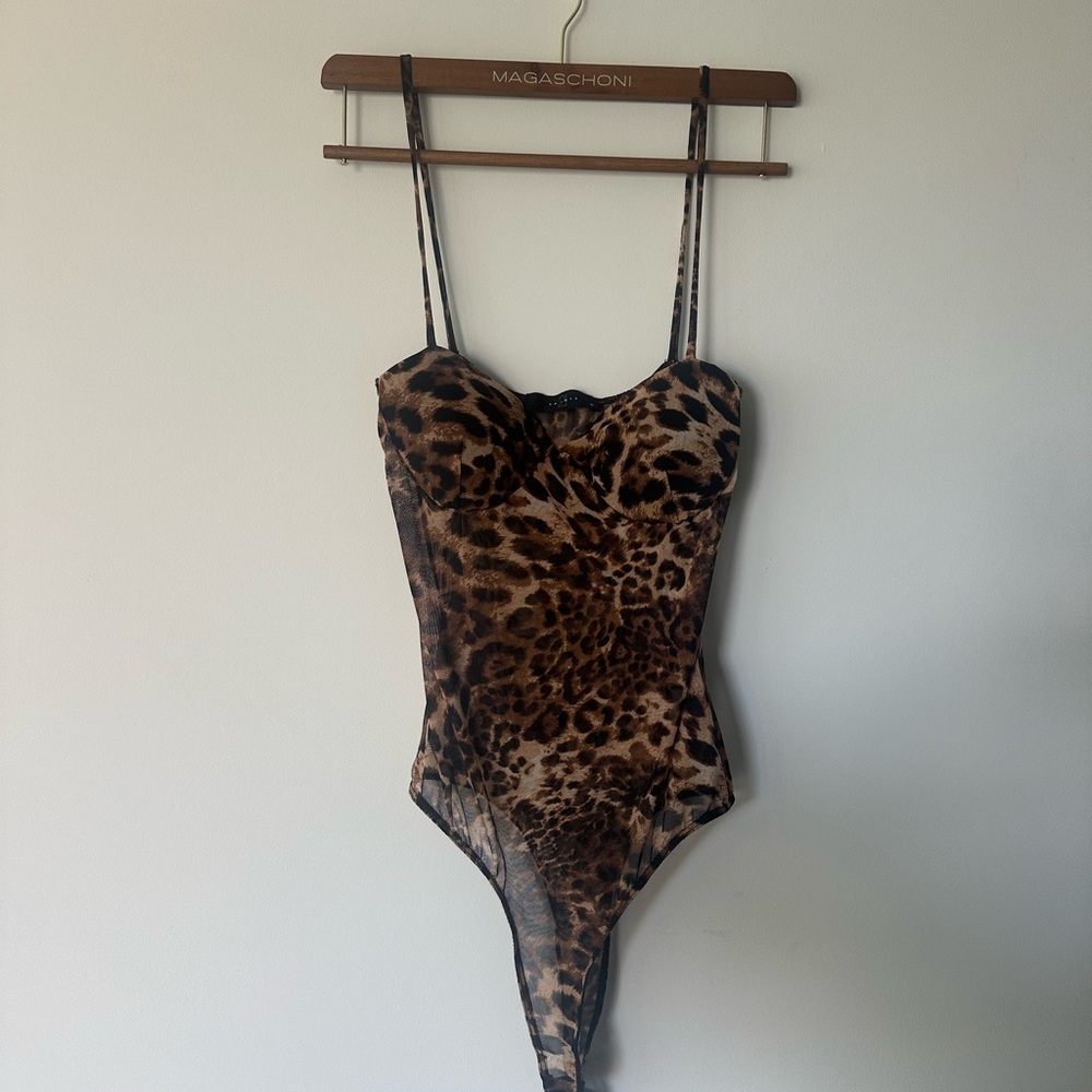 T.J.Maxx Brown Leopard Print Bodysuit